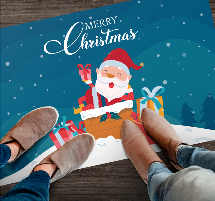 Božiček z darili božična vinilna preproga - TenStickers