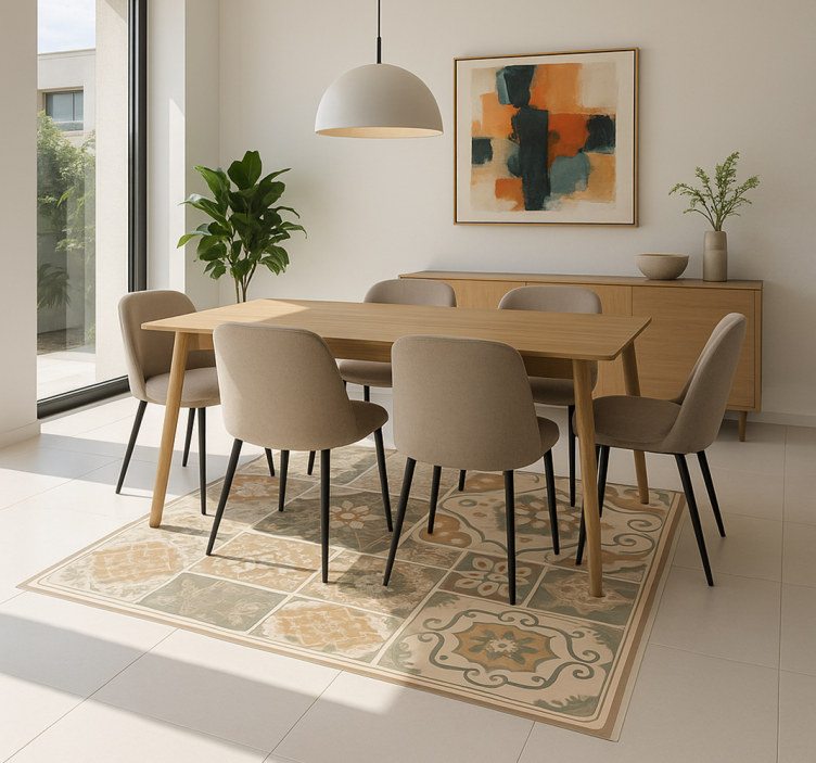 Cementne ploščice različnih velikosti Vinilna preproga za dnevno  - TenStickers