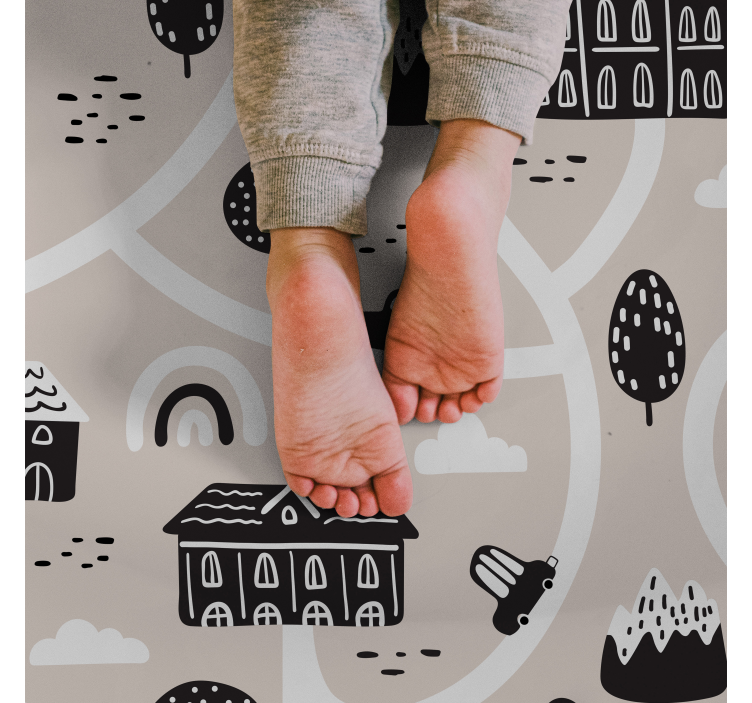 črno-bele ceste cestna preproga - TenStickers