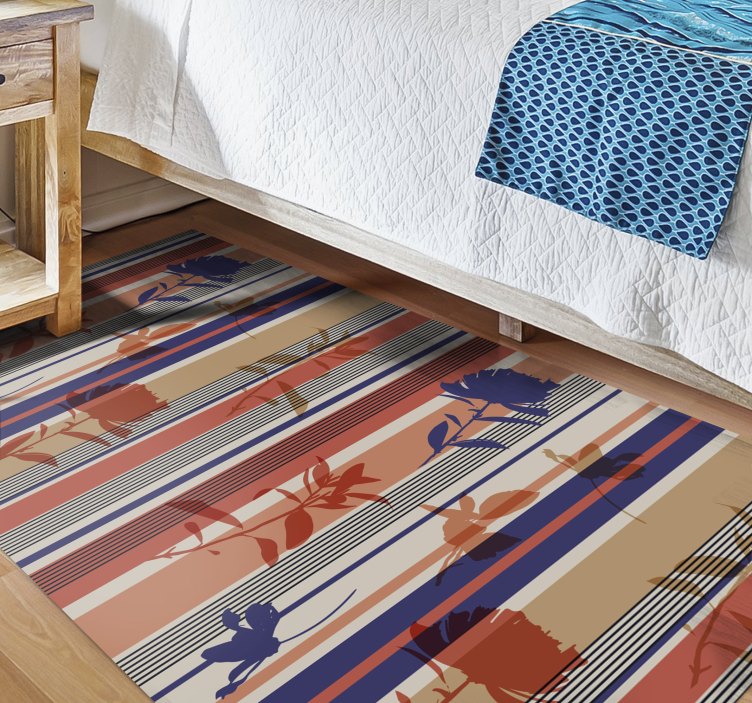 črtast cvetlični vzorec cvetlična vinilna preproga - TenStickers