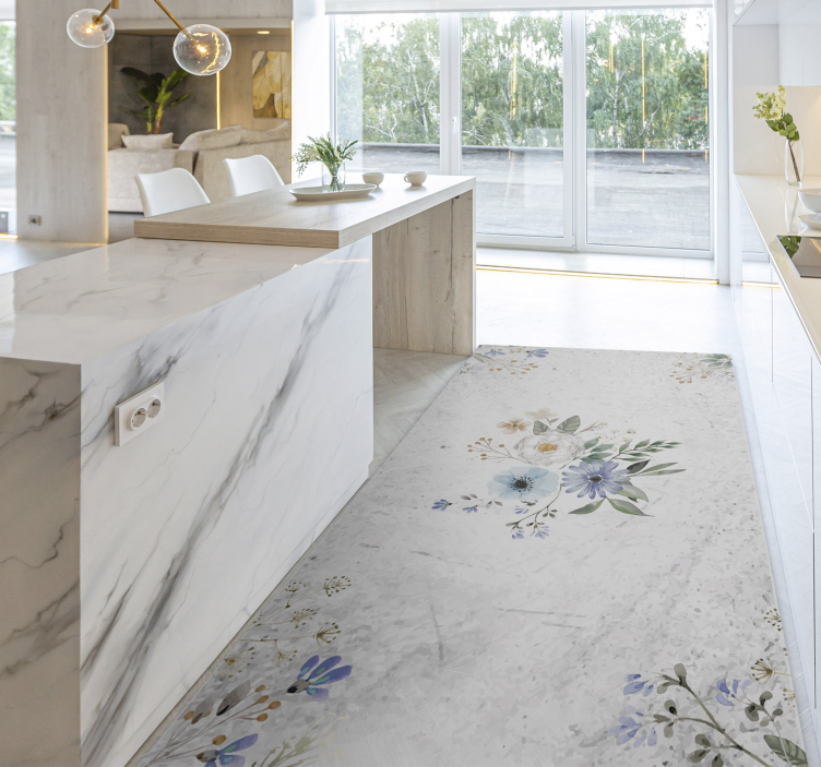 Cvetlična marmorna eleganca cvetlična vinilna preproga - TenStickers