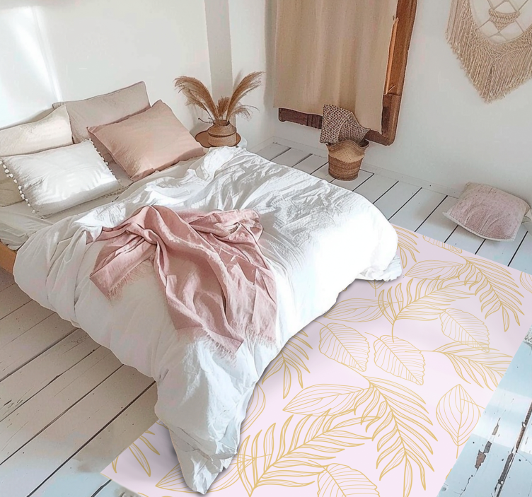 Cvetlična preproga z zlatimi "boho" listi - TenStickers