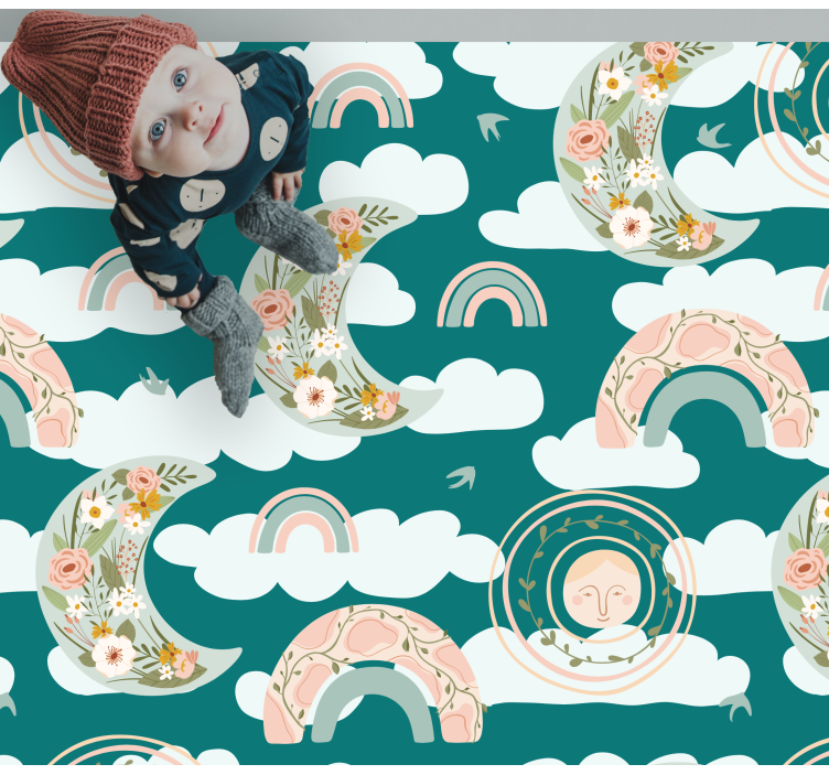 Cvetlične lunine mavrice Otroške vinilna preproga - TenStickers