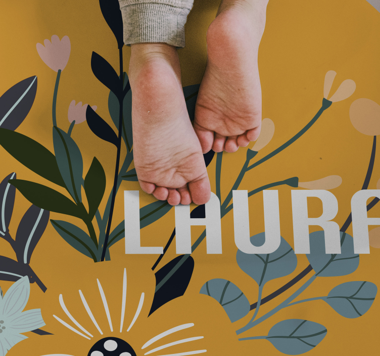 Cvetlični emblem po meri Vinilna preproga z imeni - TenStickers