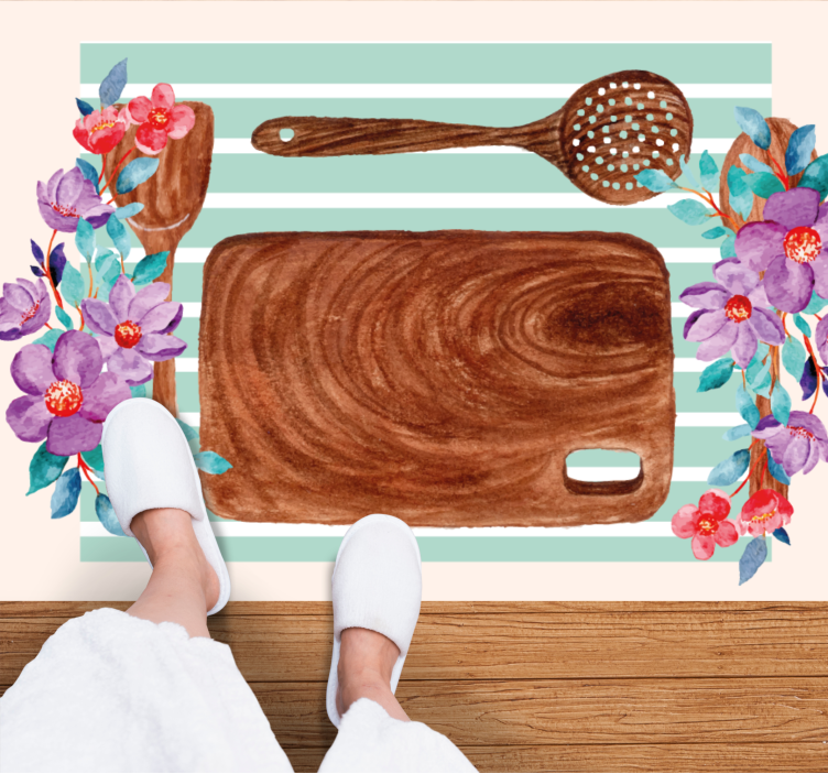 Floral kitchen accessories vinilna preproga za kuhinjo - TenStickers