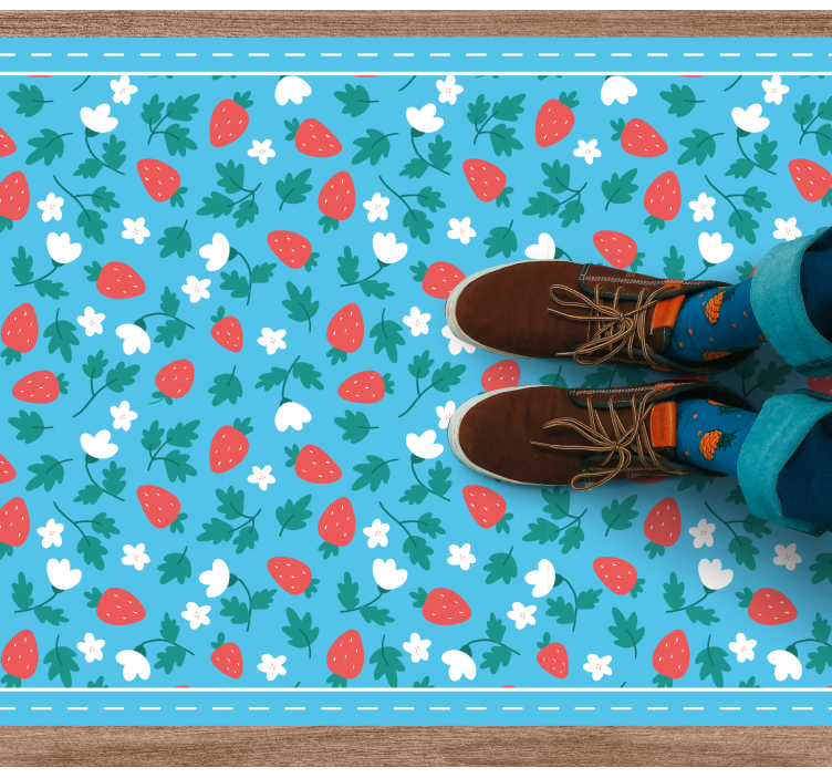 Cvetlični motiv jagode Vinilna preproga za kuhinjo - TenStickers