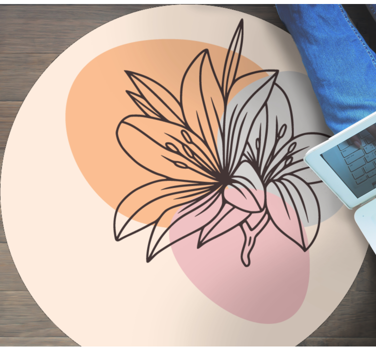 Cvetlični poudarek lilije Okrogla vinilna preproga - TenStickers