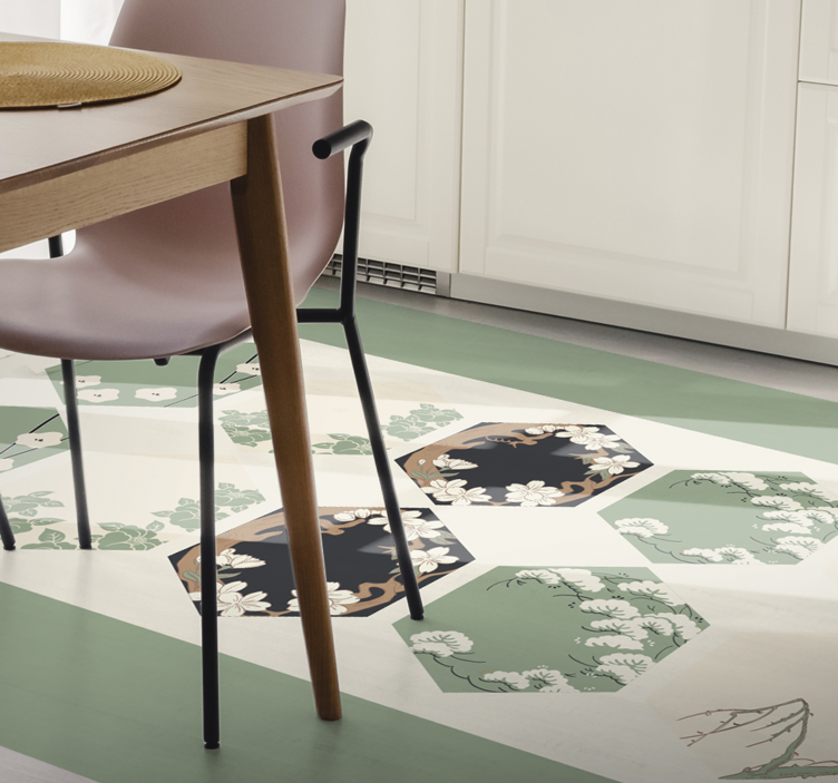 Cvetlični šesterokotniki cvetlična vinilna preproga - TenStickers