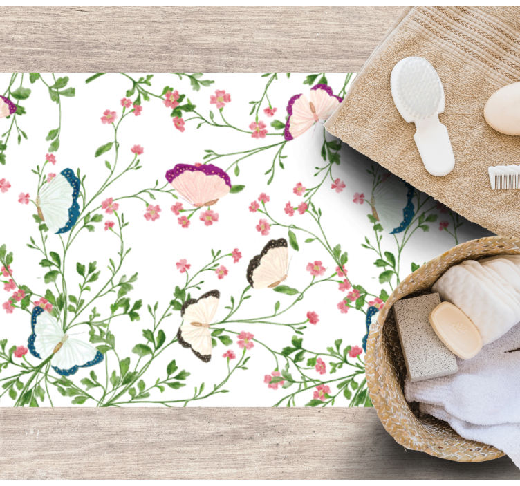 Vzorec metulja cvetlična vinilna preproga - TenStickers