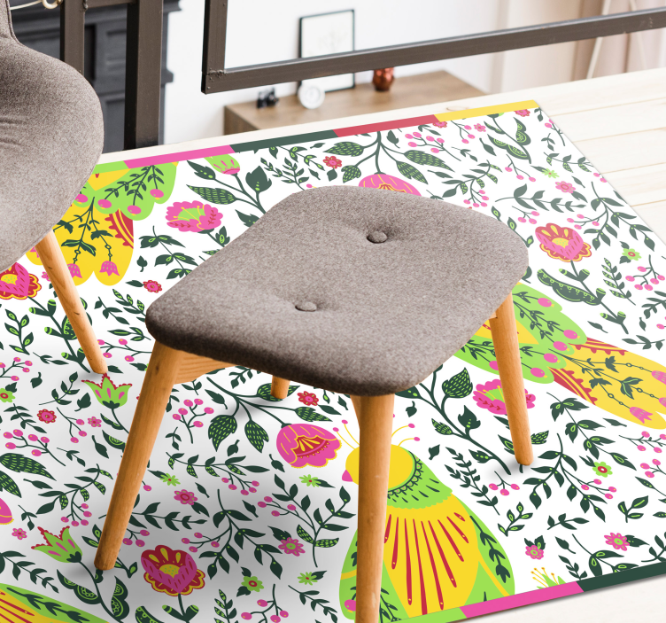 Cvetlični vzorec papige cvetlična vinilna preproga - TenStickers