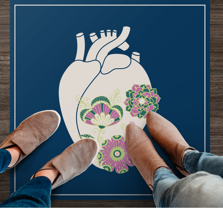 Cvetlični vzorec srca Skandinavski vinilni preproga - TenStickers