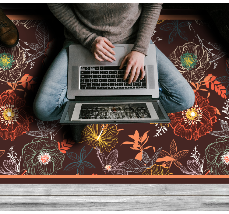 Vintage dizajn izbruha cvetlična vinilna preproga - TenStickers