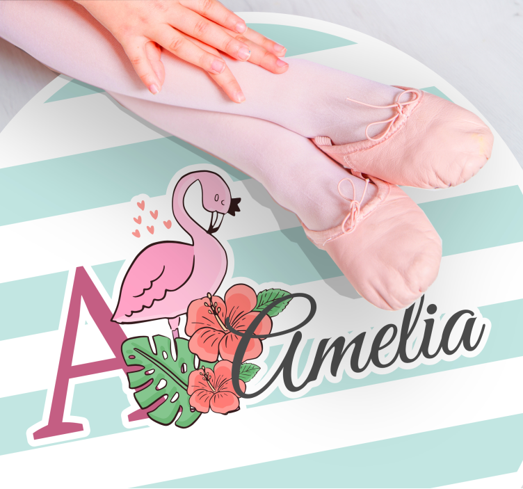 Dekoracija s flamingi Vinilna preproga z imeni - TenStickers