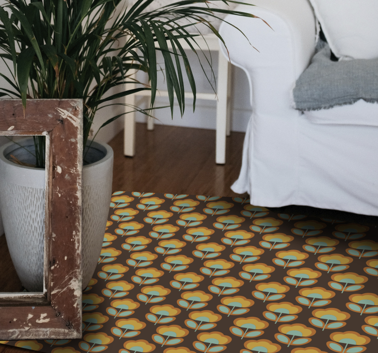 Vintage rjav dizajn cvetlična vinilna preproga - TenStickers