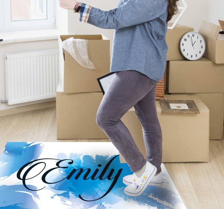 Modri pljusk z imenom Vinilna preproga za najstnike - TenStickers