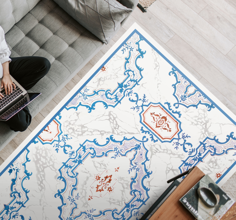 Elegantni modri vzorci Marmorna vinilna preproga - TenStickers