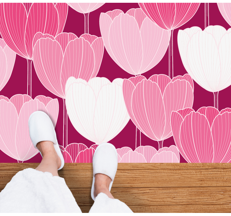 Elementi roza tulipana cvetlična vinilna preproga - TenStickers