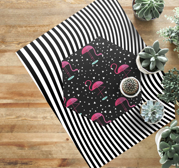 Flamingov črtasti šesterokotnik Tepih z živalskim potiskom - TenStickers