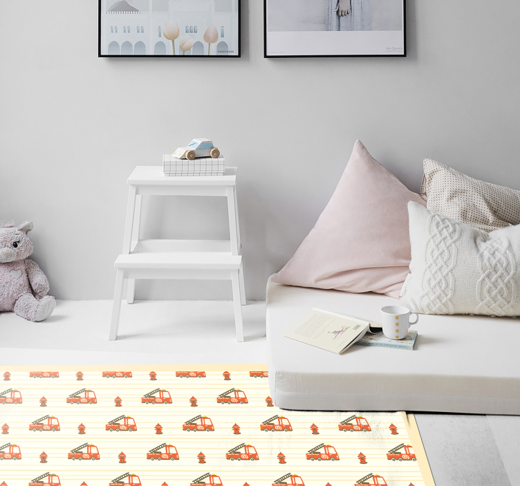 Gasilsko vozilo in požarna otroška vinil preproga - TenStickers