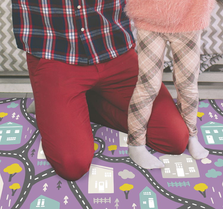 Igra cestnega zemljevida Vinilne preproge z vzorcem cest - TenStickers