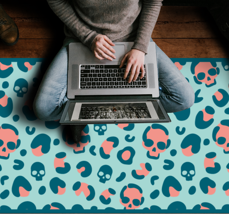 Igra z vzorcem lobanje vinilni tepih s potiskom živali - TenStickers