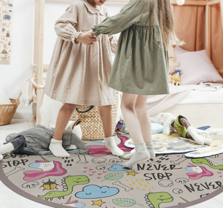 Igriv dizajn samoroga Otroške vinilna preproga - TenStickers