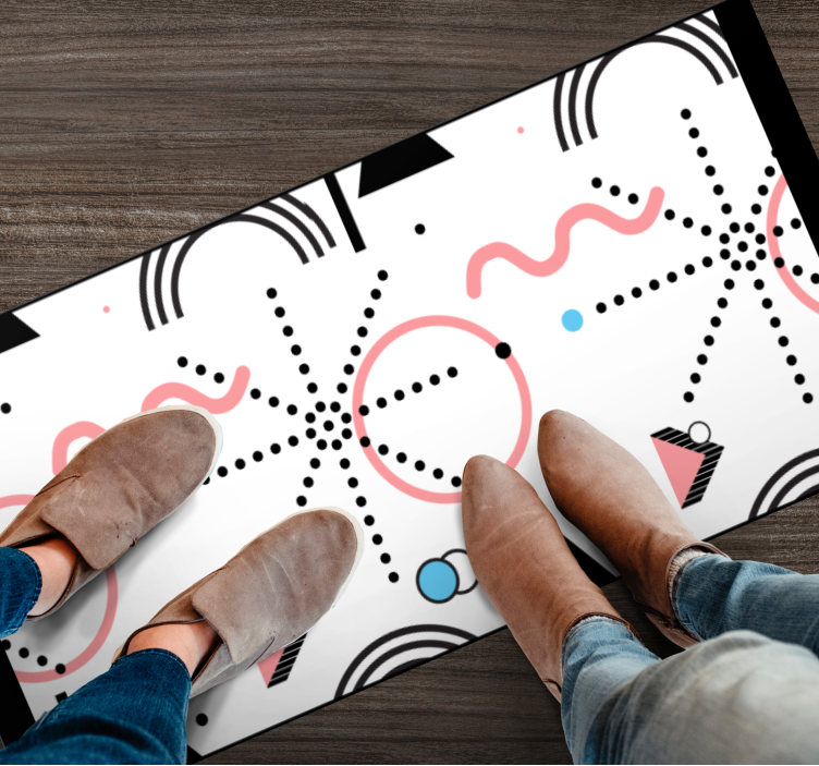 Beli geometrijski vzorec sodobne vinilne preproge - TenStickers