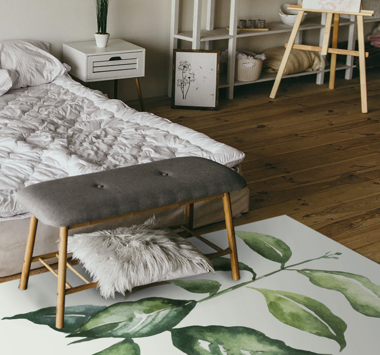 Ilustracija botaničnih listov cvetlična vinilna preproga - TenStickers