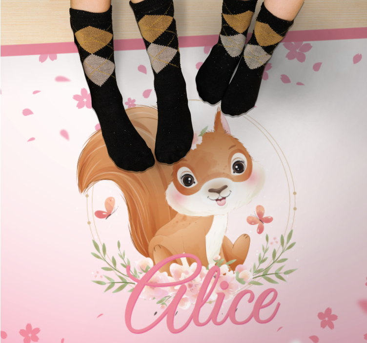 Ilustracija veverice Vinilna preproga z imeni - TenStickers