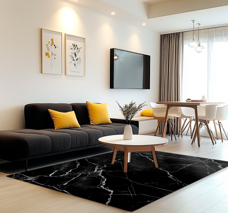 Imitacija marmorja Črni vinilni preproga - TenStickers