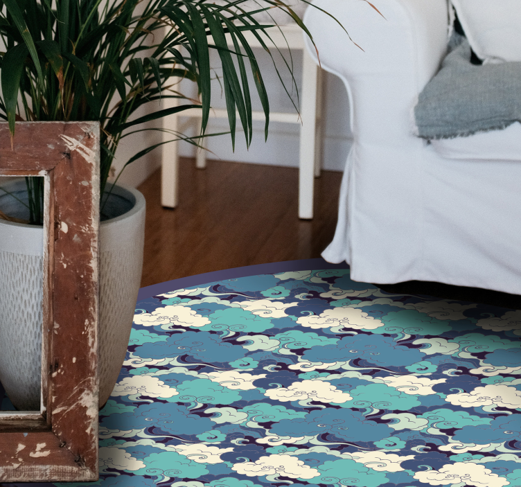 Japonski valovi in oblaki vinil preproga - TenStickers