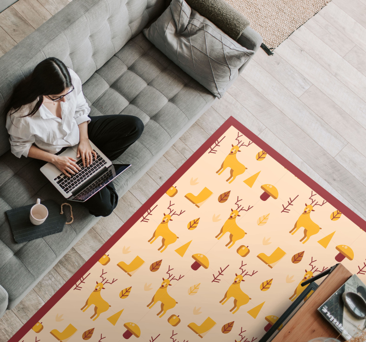 Jelen in listje Tepih z živalskim potiskom - TenStickers