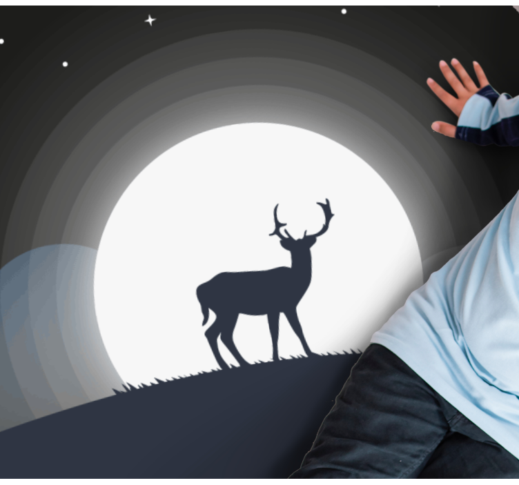 Stag under moon okrogla vinilna preproga - TenStickers