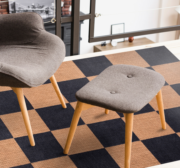 Rjava karirasta Vinilna preproga za dnevno sobo - TenStickers