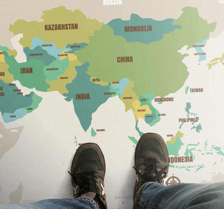 Kartografski dekor Vinilna preproga z zemljevidom sveta - TenStickers