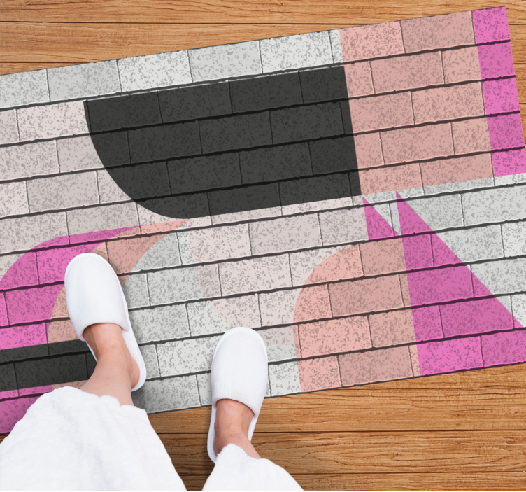 Kovinsko siva in roza geometrijska vhodna preproga - TenStickers