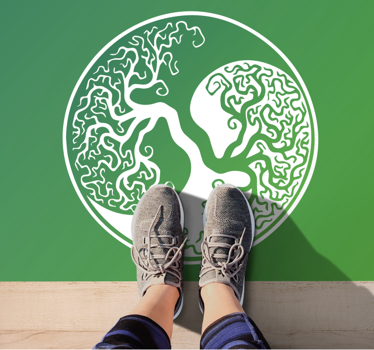 Krog silhuete drevesa Naravne vinilnea preproga - TenStickers