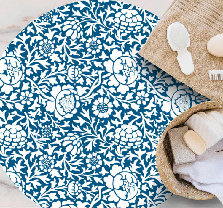 Krožna preproga z morsko modro floro - TenStickers