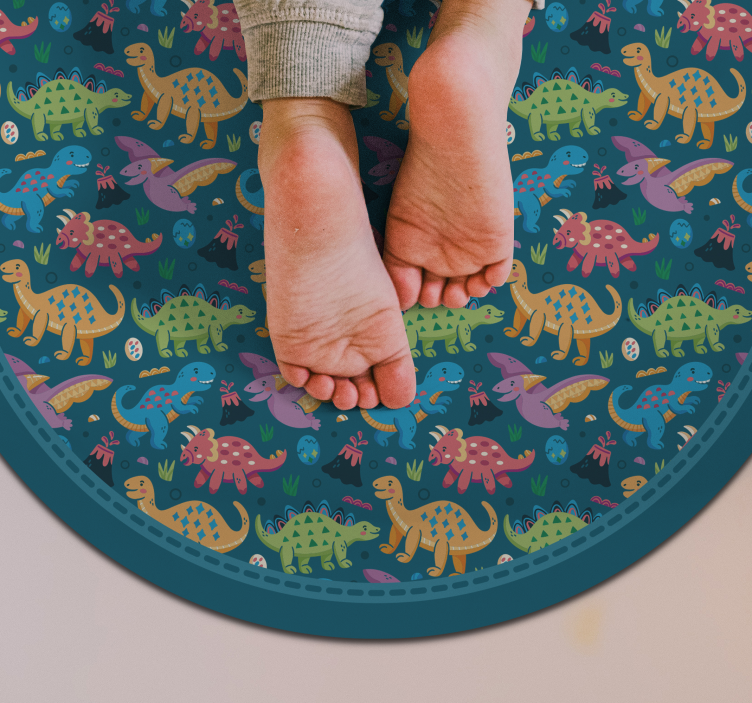 Krožni vzorec dinozavra Otroške vinilna preproga - TenStickers