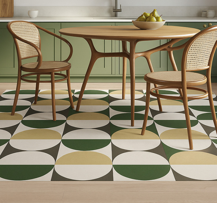 Krožni vzorec sredi stoletja Vinilna preproga za jedilnico - TenStickers