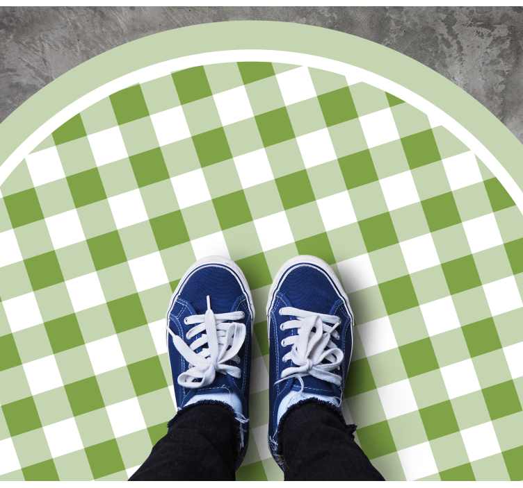 Krožna preproga z belimi in zelenimi kvadratki - TenStickers