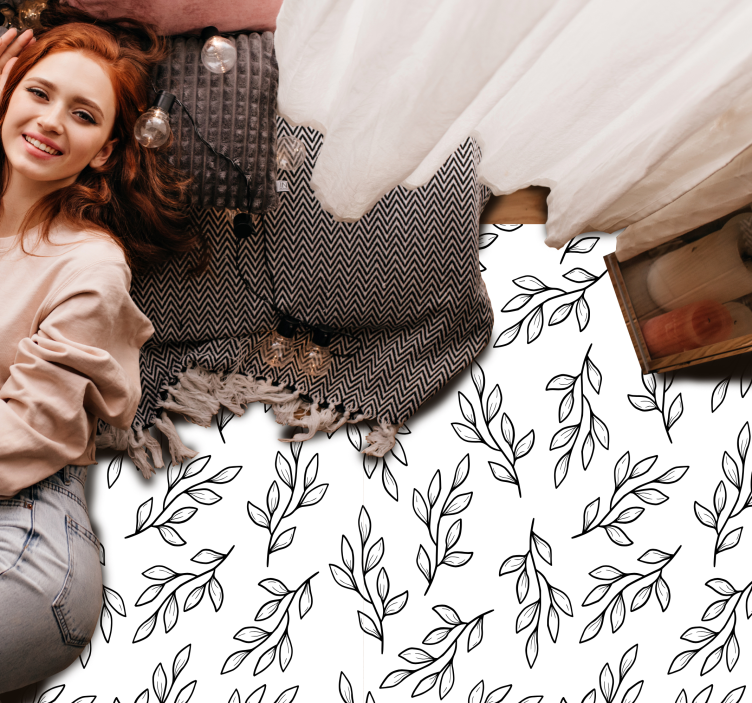 Leafy branch pattern naravna vinilna preproga - TenStickers