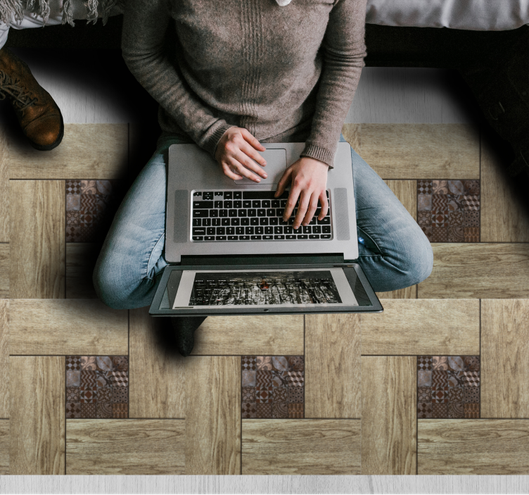 Lesene teksturirane ploščice vinil preproga z efektom lesa - TenStickers