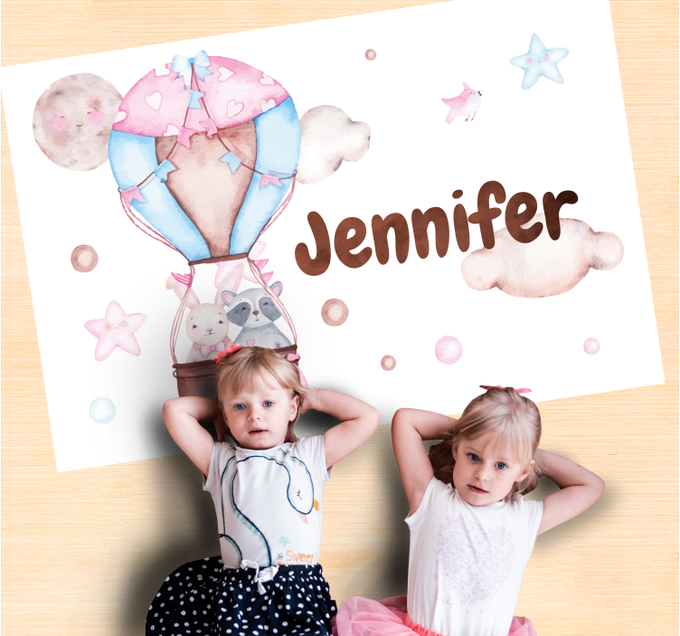 Letenje z balonom na vroč zrak Vinilna preproga z imeni - TenStickers