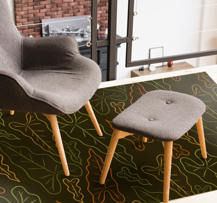 Listnate konture cvetlična vinilna preproga - TenStickers