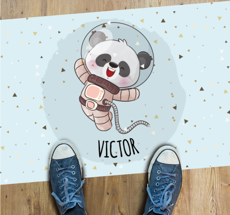 Ljubka panda astronavt Vinilna preproga z imeni - TenStickers