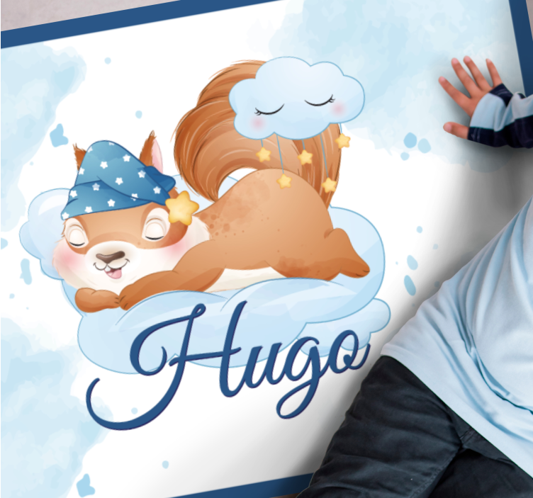 Ljubka veverica sanja Vinilna preproga z imeni - TenStickers