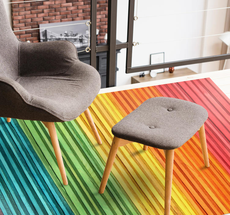 Mavrično črtaste plasti Vinilna preproga z lesnim učinkom - TenStickers