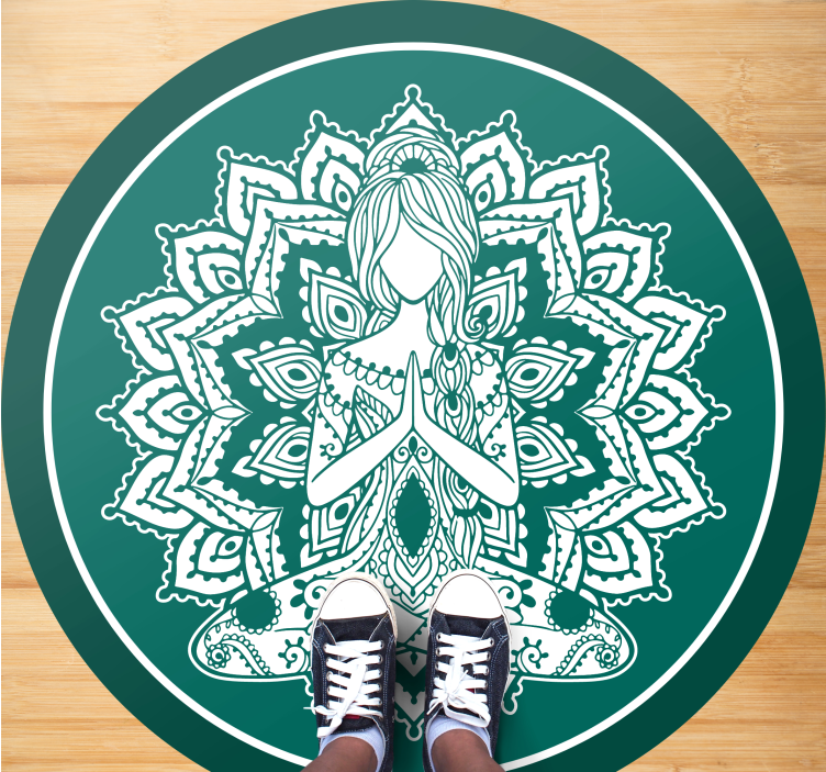 Meditativna zelena umetnost Vinilna preproga mandala - TenStickers