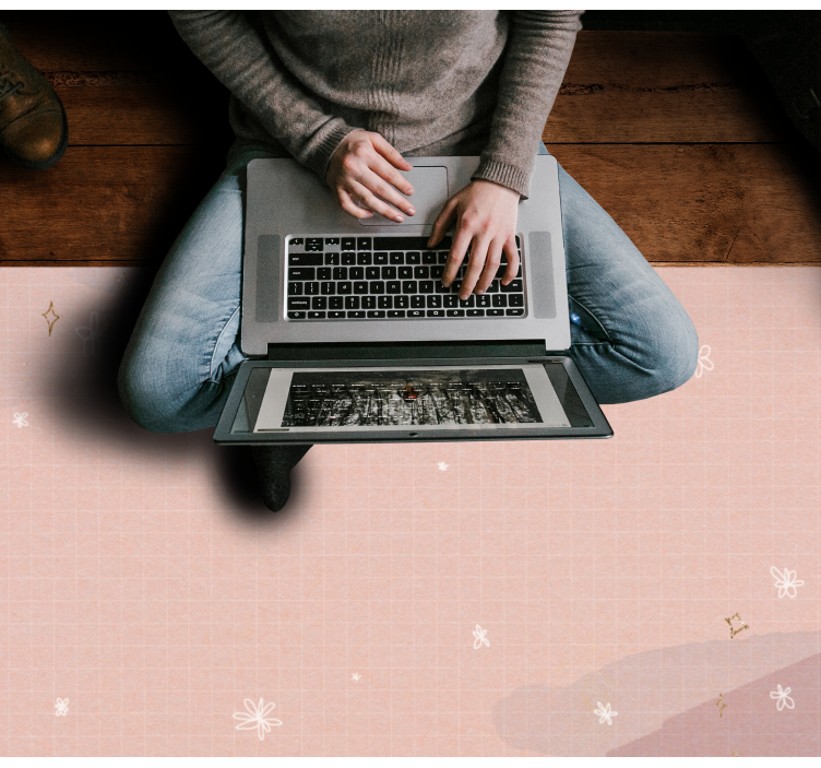 Minimalističen bež dizajn vinilna preproga s zvezdami - TenStickers